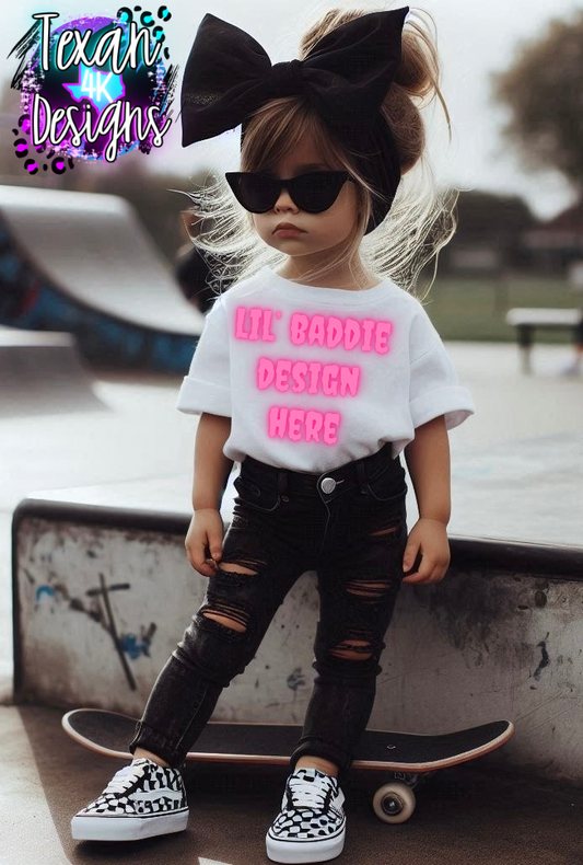 IRL white shirt toddler girl, edgy, model mock up