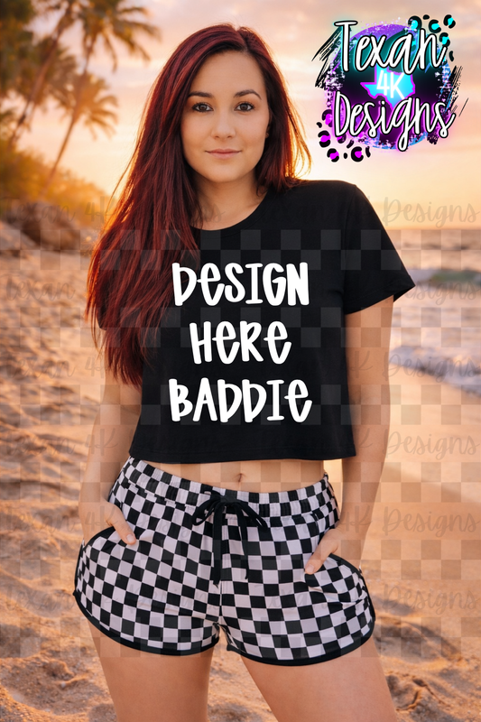 bella flowy crop shirt black , mock up - beachy