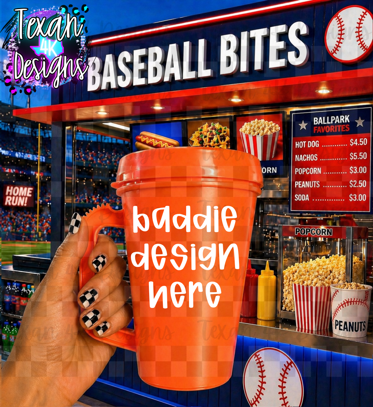 orange trucker tumbler mock up- baseball