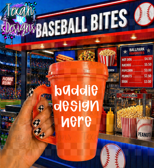 orange trucker tumbler mock up- baseball