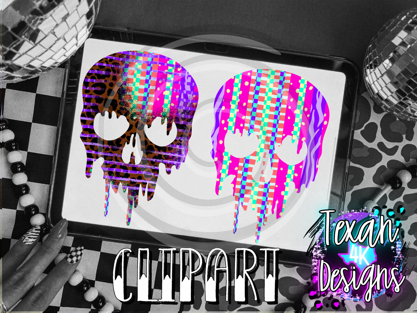 dripping skull  - 8 clipart