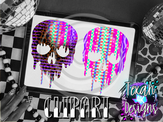 dripping skull  - 8 clipart