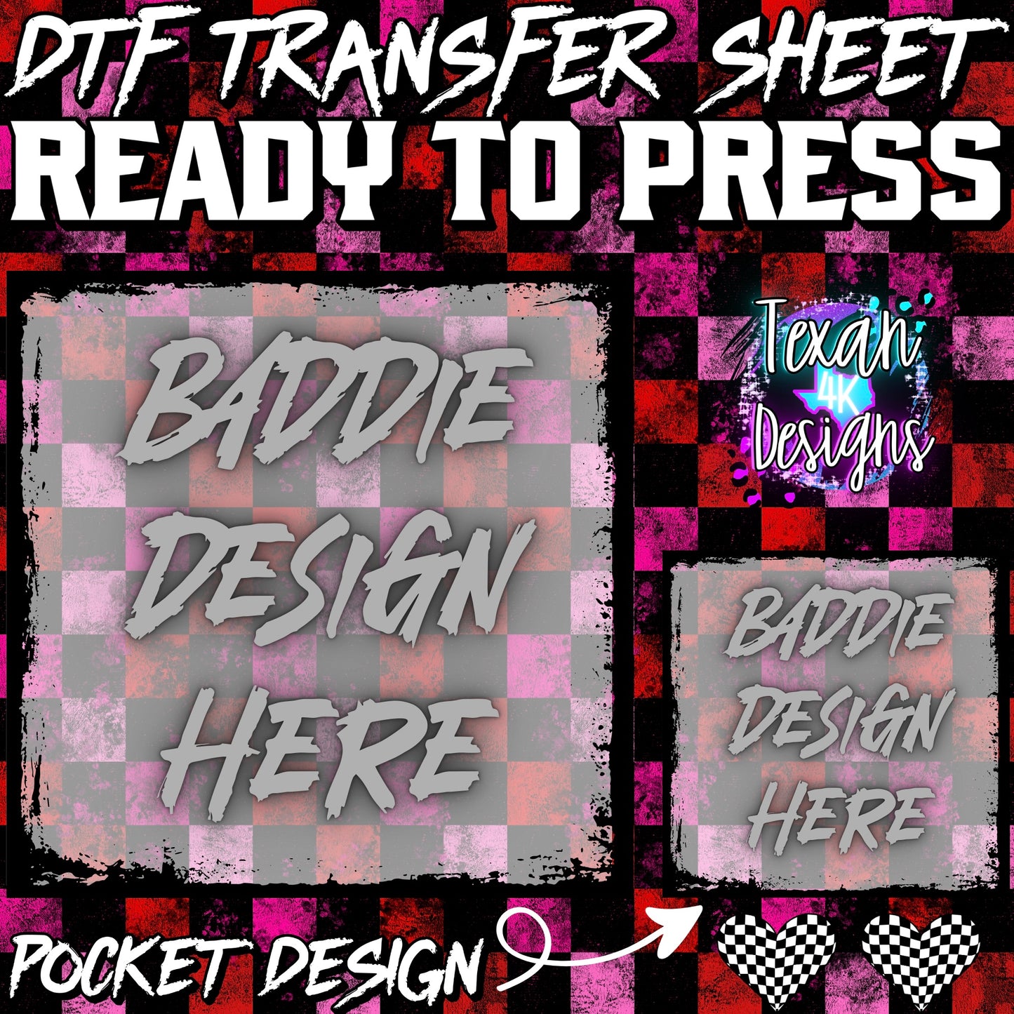 DTF transfer sheet w/ pocket mock up edgy - grunge