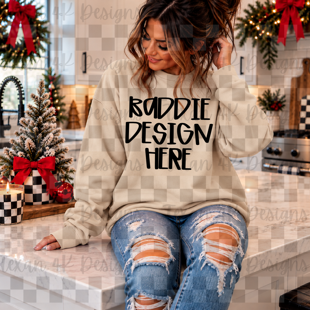 gildan sand sweatshirt , mock up