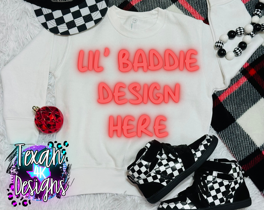 white cewneck shirt , toddler boy, checkered, edgy, spooky, flatlay mock up - classic christmas