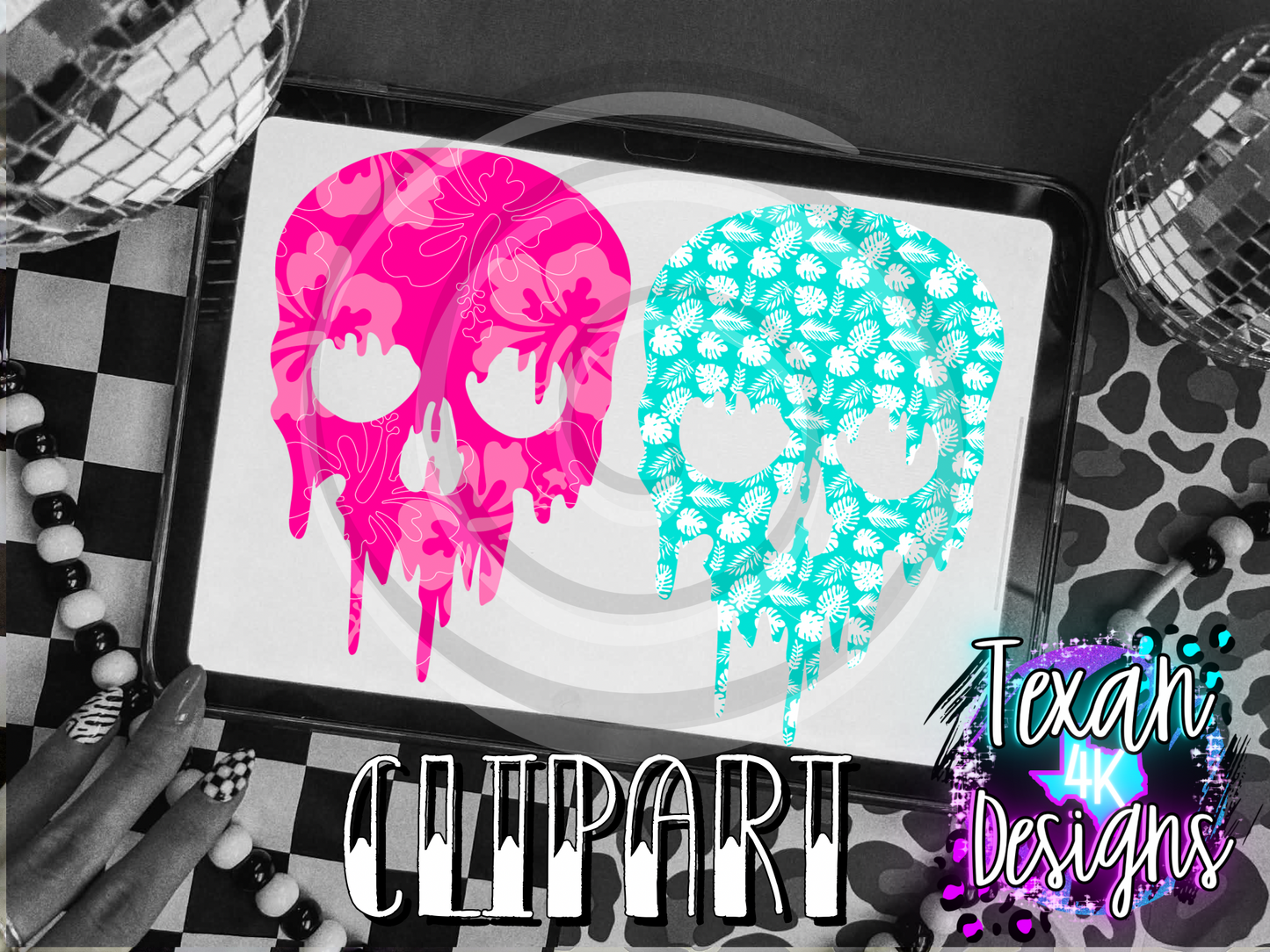 dripping skull  - 8 clipart