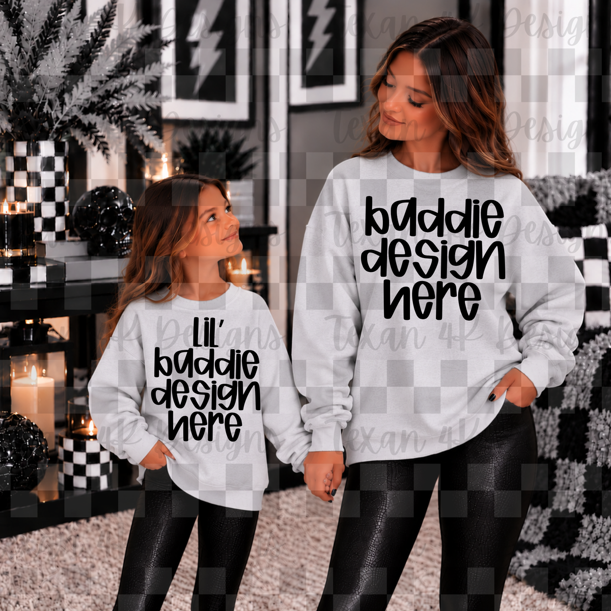grey sweatshirt mommy & me, mock up (girl)