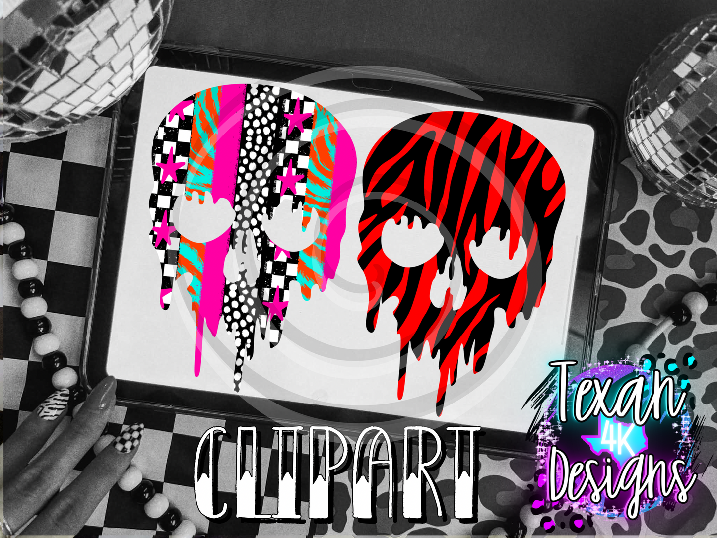dripping skull  - 8 clipart