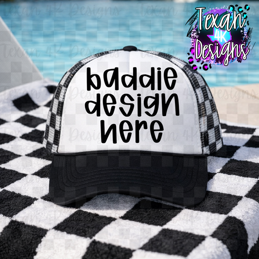 white black checkered hat mock up