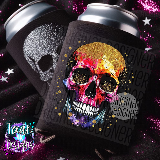 watercolor gold glitter skull  - DIGITAL PNG