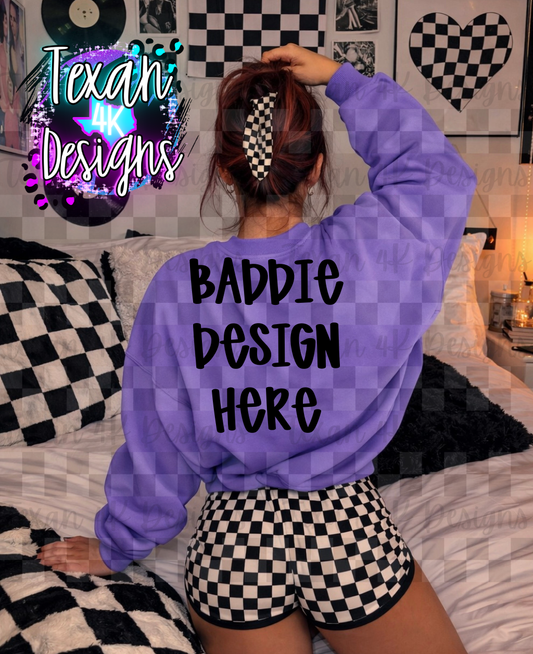 CC lavender back sweatshirt , mock up
