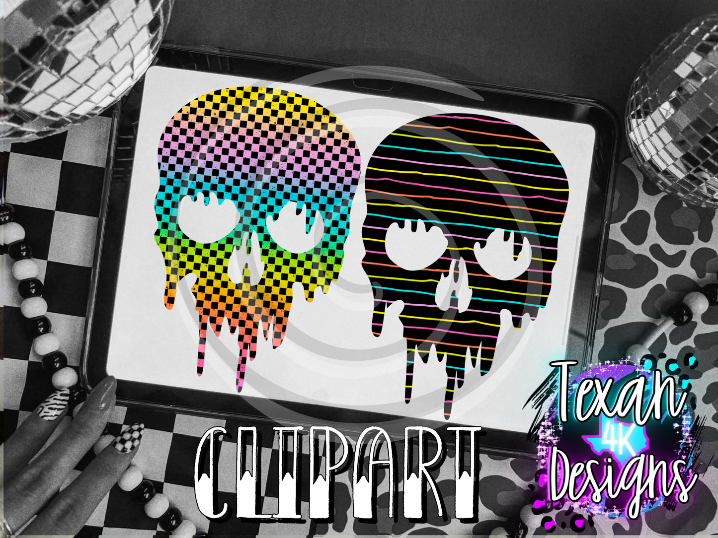 dripping skull  - 8 clipart