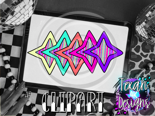 stars neon stripes - 5 clipart
