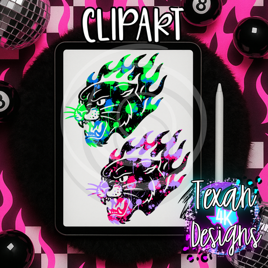 splatter flame tiger - 2 clipart