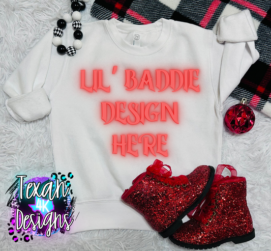 white  cewneck shirt, toddler girl, checkered, edgy, spooky, flatlay mock up - classic christmas