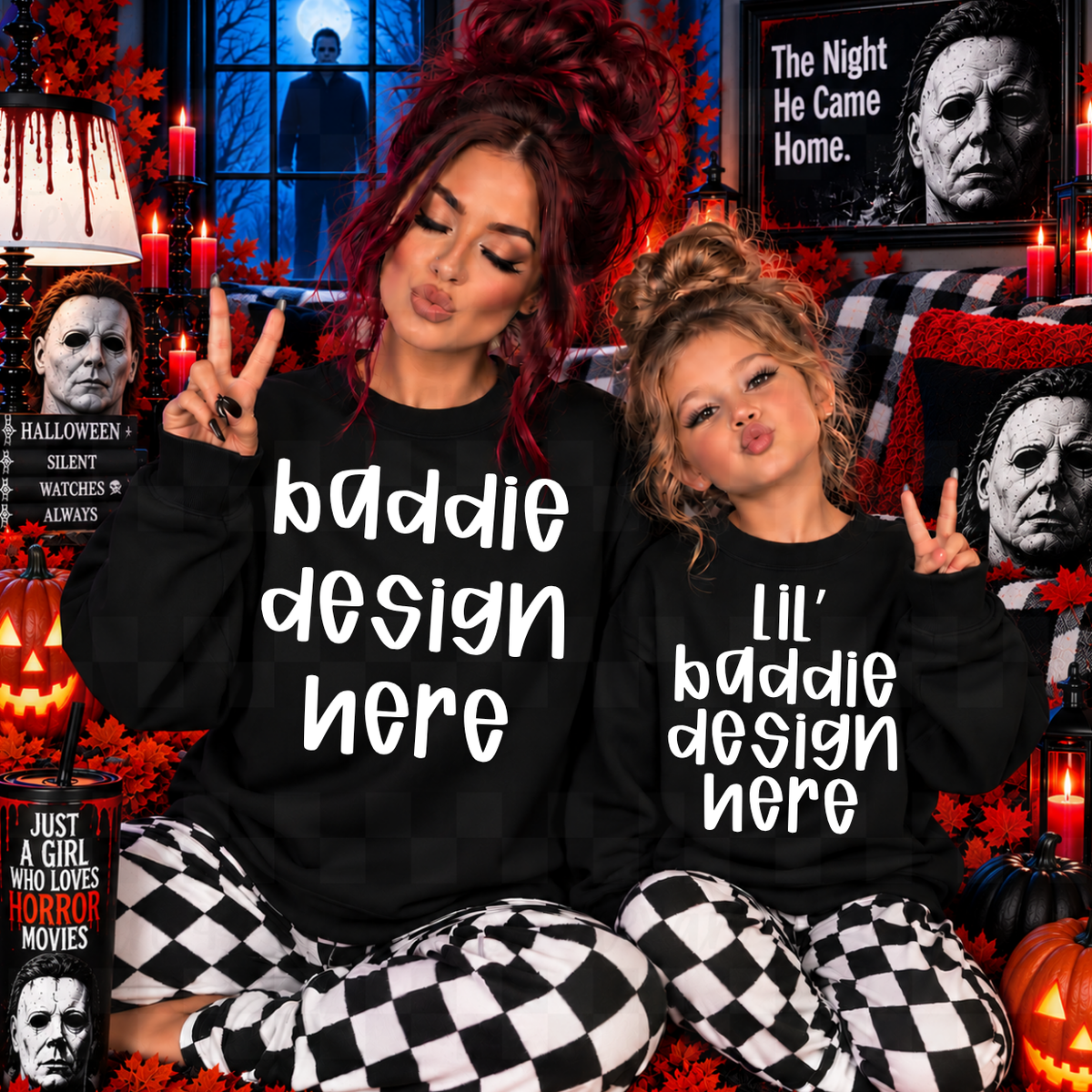BUNDLE HORROR MAMA AND ME black sweatshirts , mock up