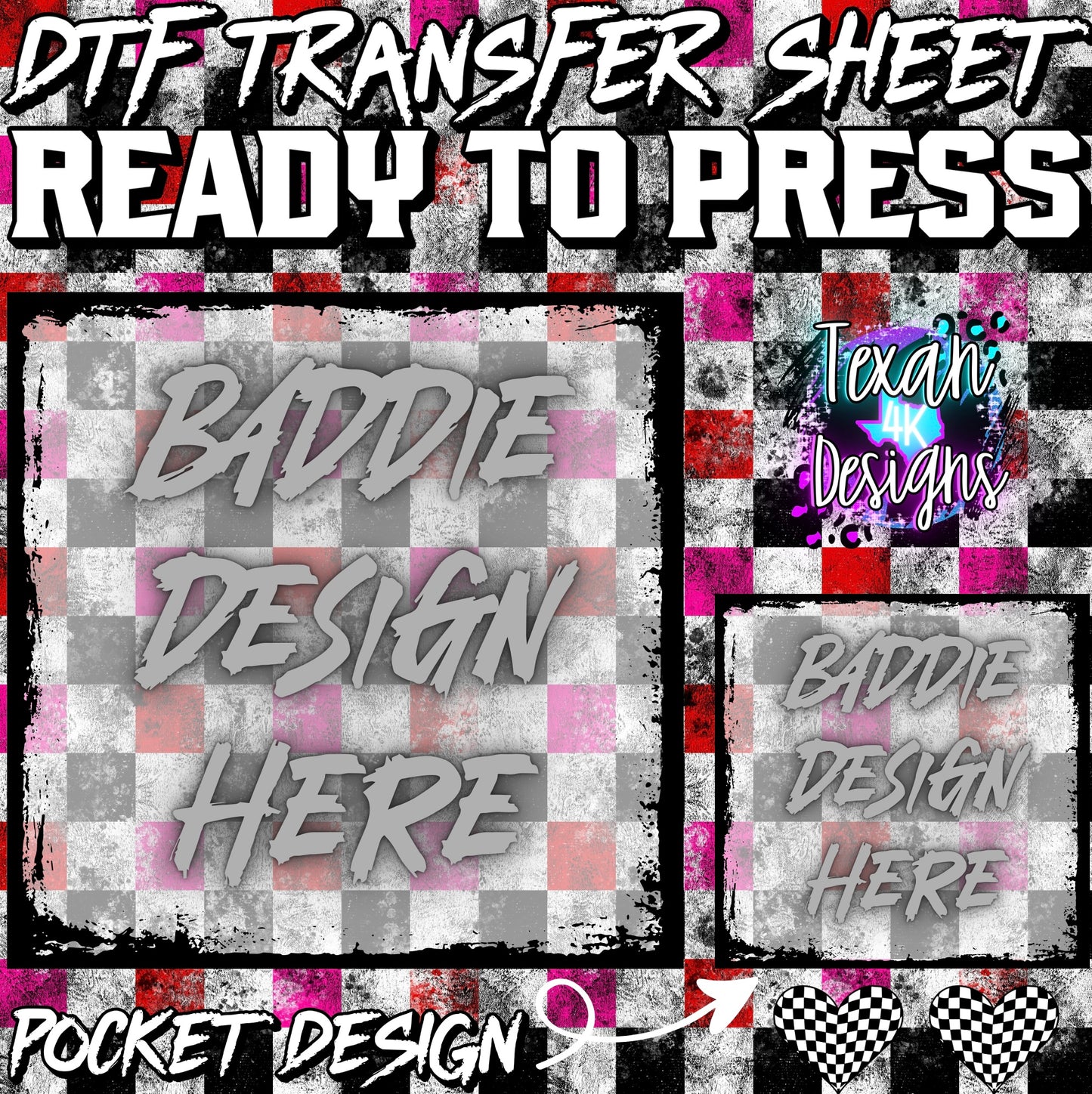 DTF transfer sheet w/ pocket mock up edgy - grunge