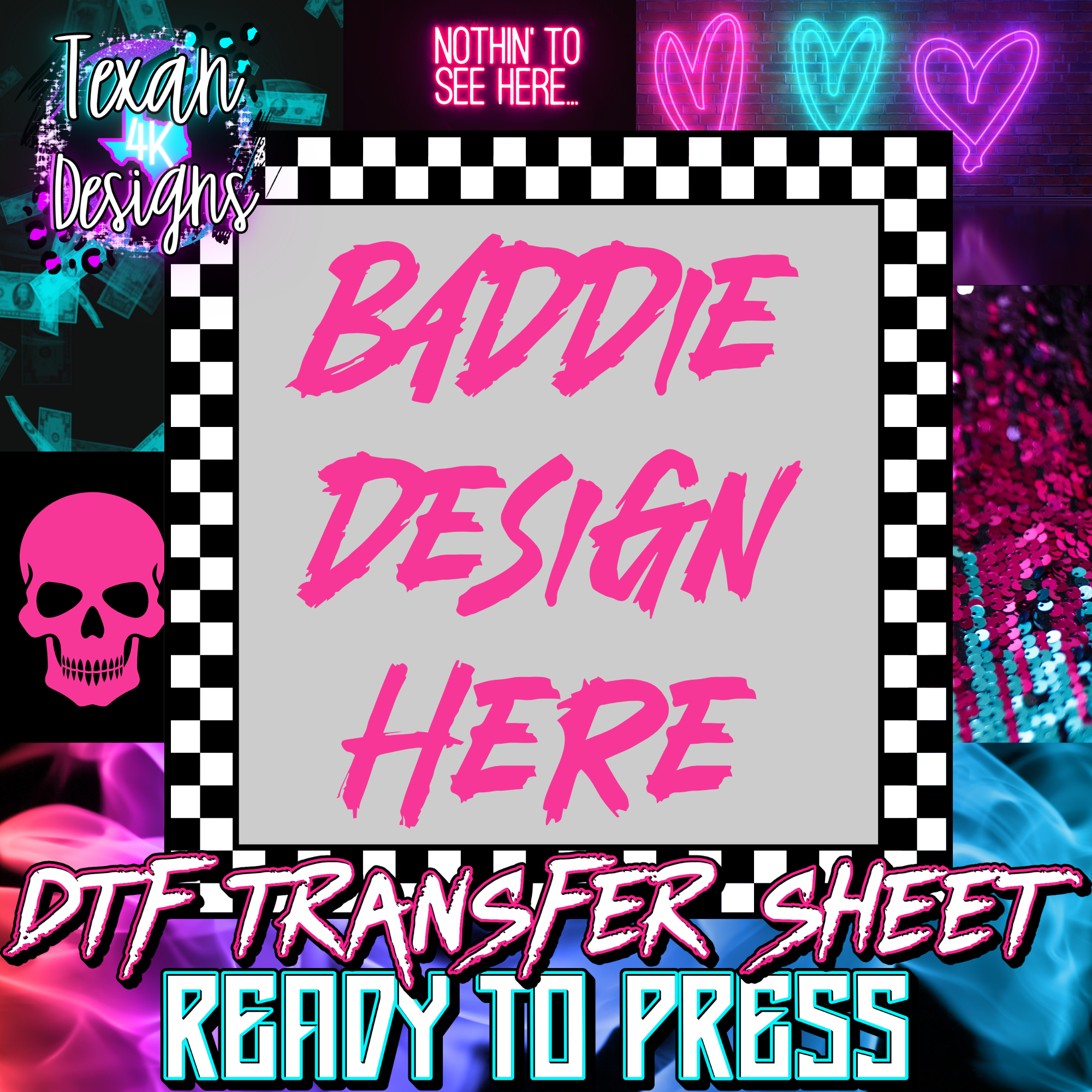 DTF transfer sheet mock up- collage – Texan 4K Designs