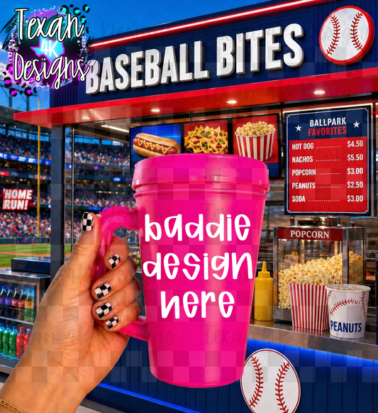 pink trucker tumbler mock up- baseball