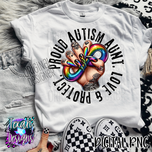 autism aunt love & protect - 2 DIGITAL PNG