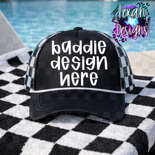 black checkered hat mock up