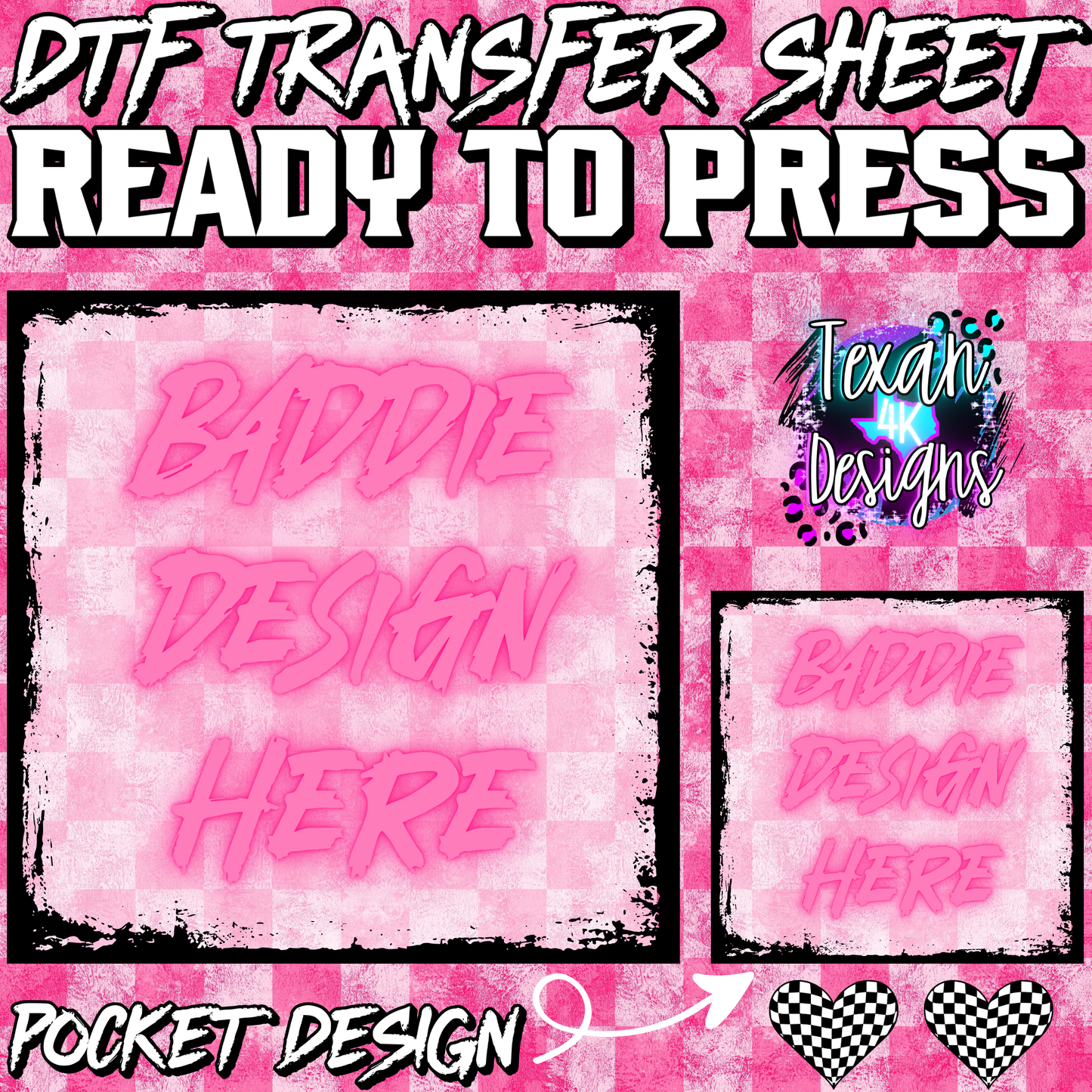 DTF transfer sheet w/ pocket mock up edgy - grunge