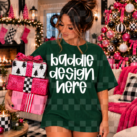 gildan forest green shirt , mock up