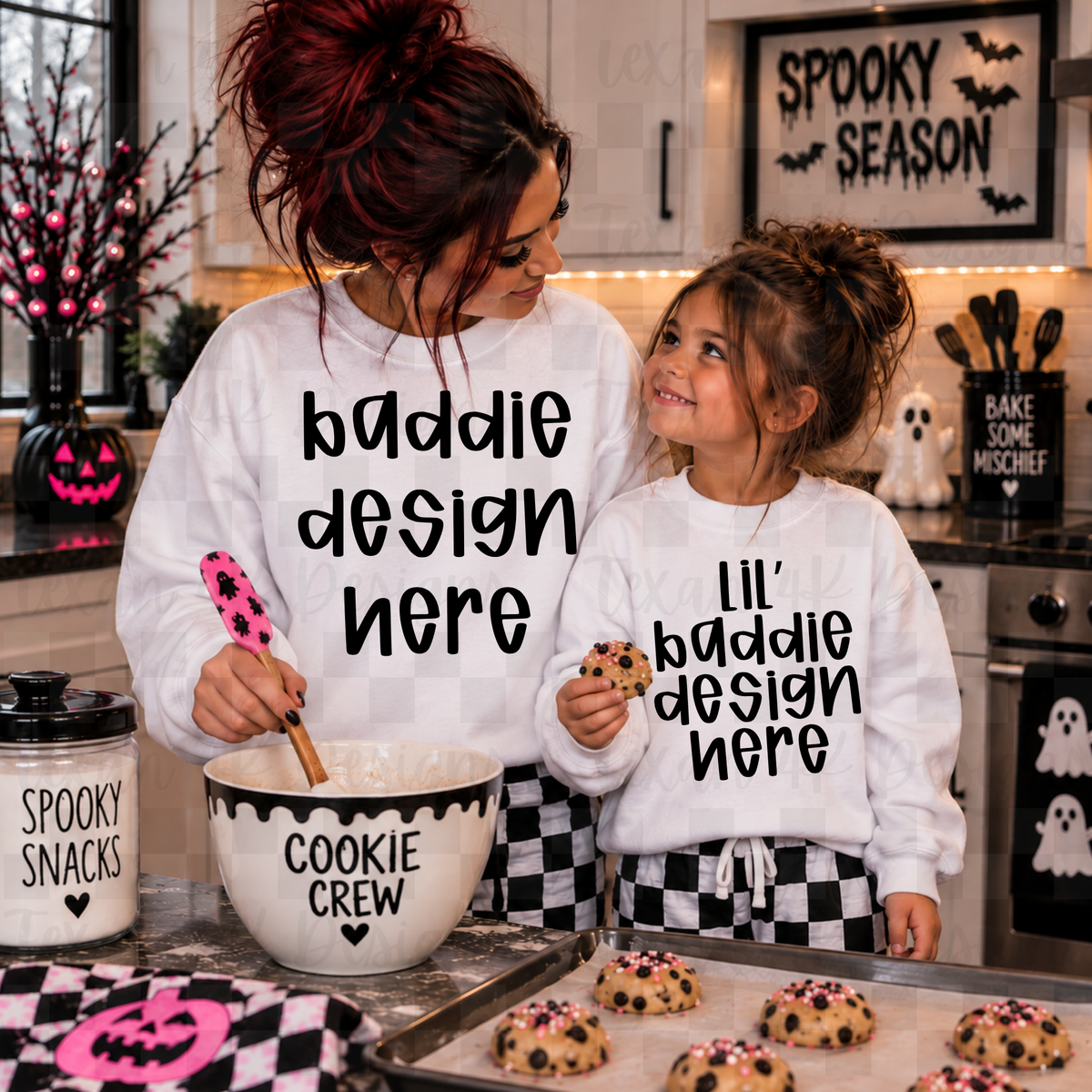 HALLOWEEN MAMA AND ME white sweatshirts , mock up