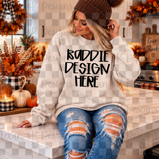 gildan sand sweatshirt , mock up