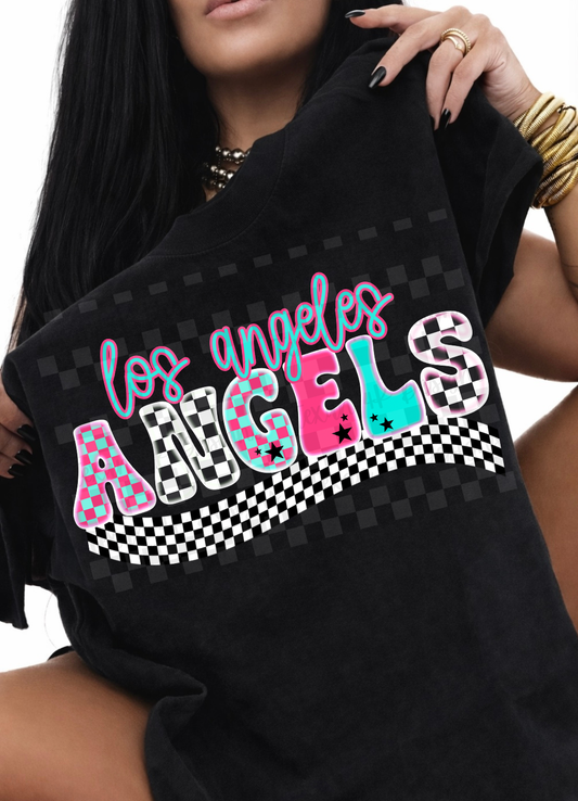 checkered neon LA A -DIGITAL PNG