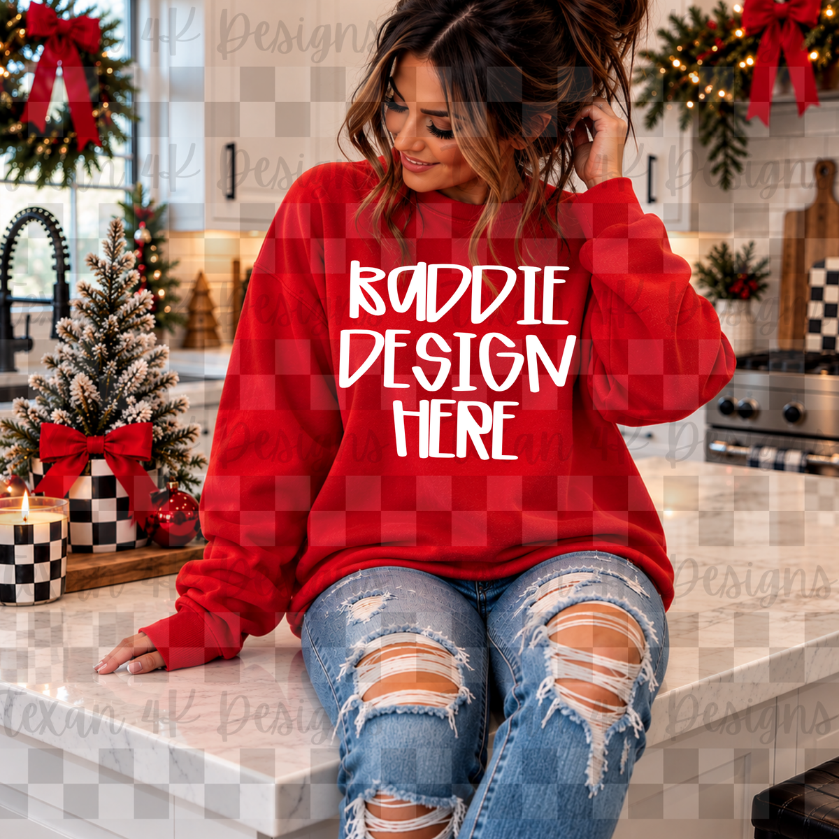 gildan red sweatshirt , mock up
