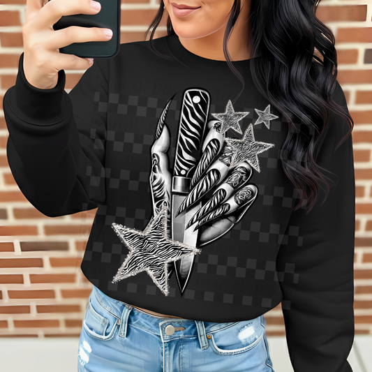 tattoo hand holding knife - DIGITAL PNG