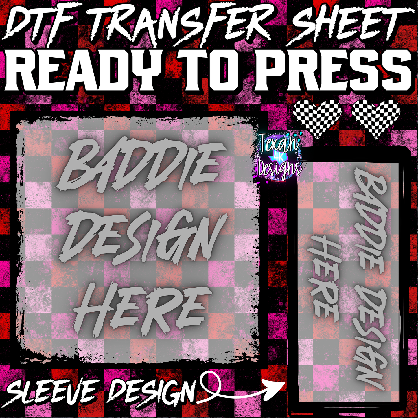 DTF transfer sheet w/ sleeve mock up edgy - grunge