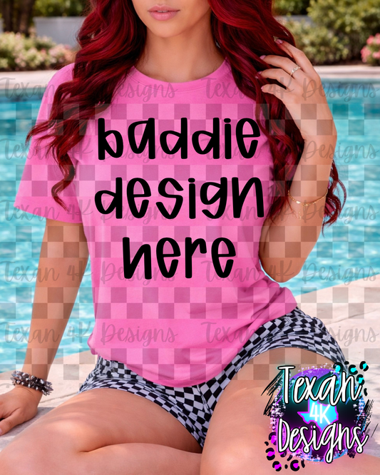 CC neon pink shirt , mock up