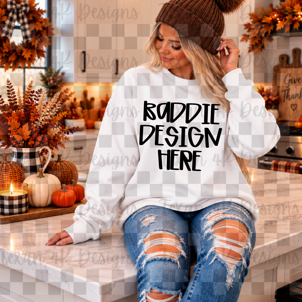 gildan white sweatshirt , mock up