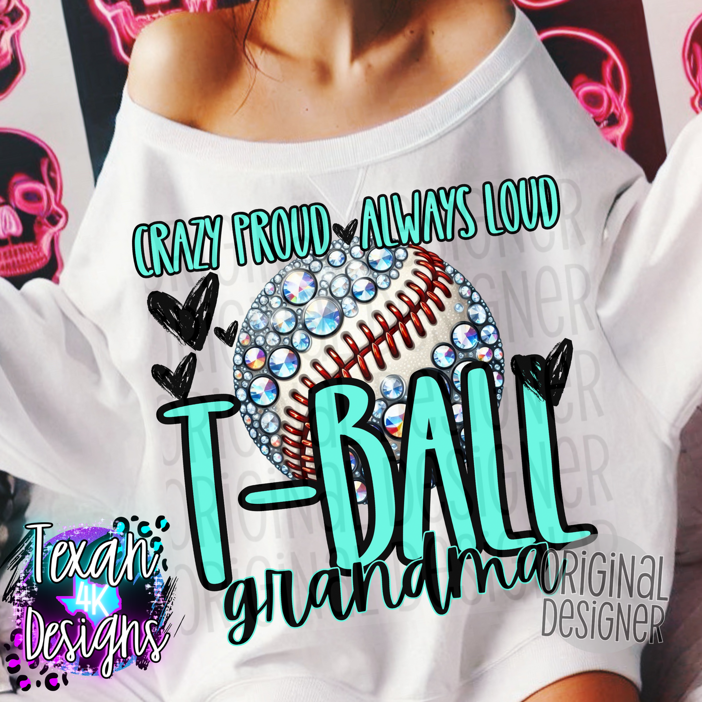 crazy proud always loud baseball grandma - DIGITAL PNG