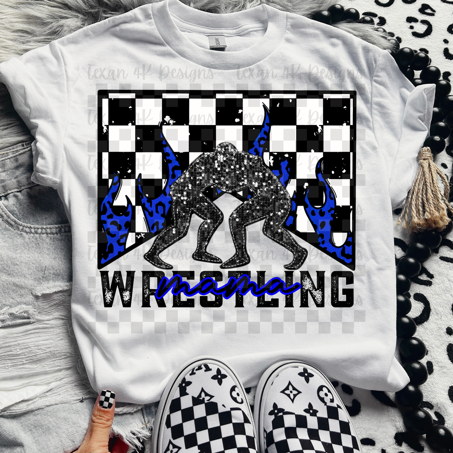 wrestling mama royal blue -  DIGITAL PNG