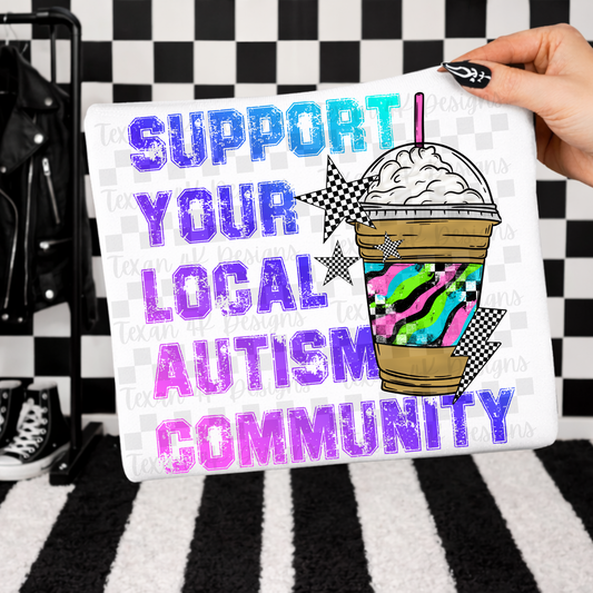 support your local autism community (iced coffee) - DIGITAL PNG