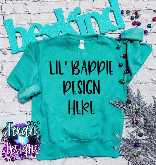 saltwater crew neck , toddler girl, flat lay, trending, be kind edition