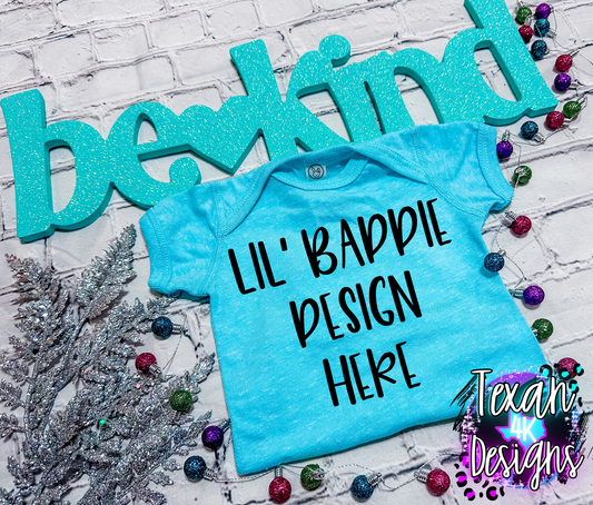 blue onsie , toddler girl, flat lay, trending, be kind edition