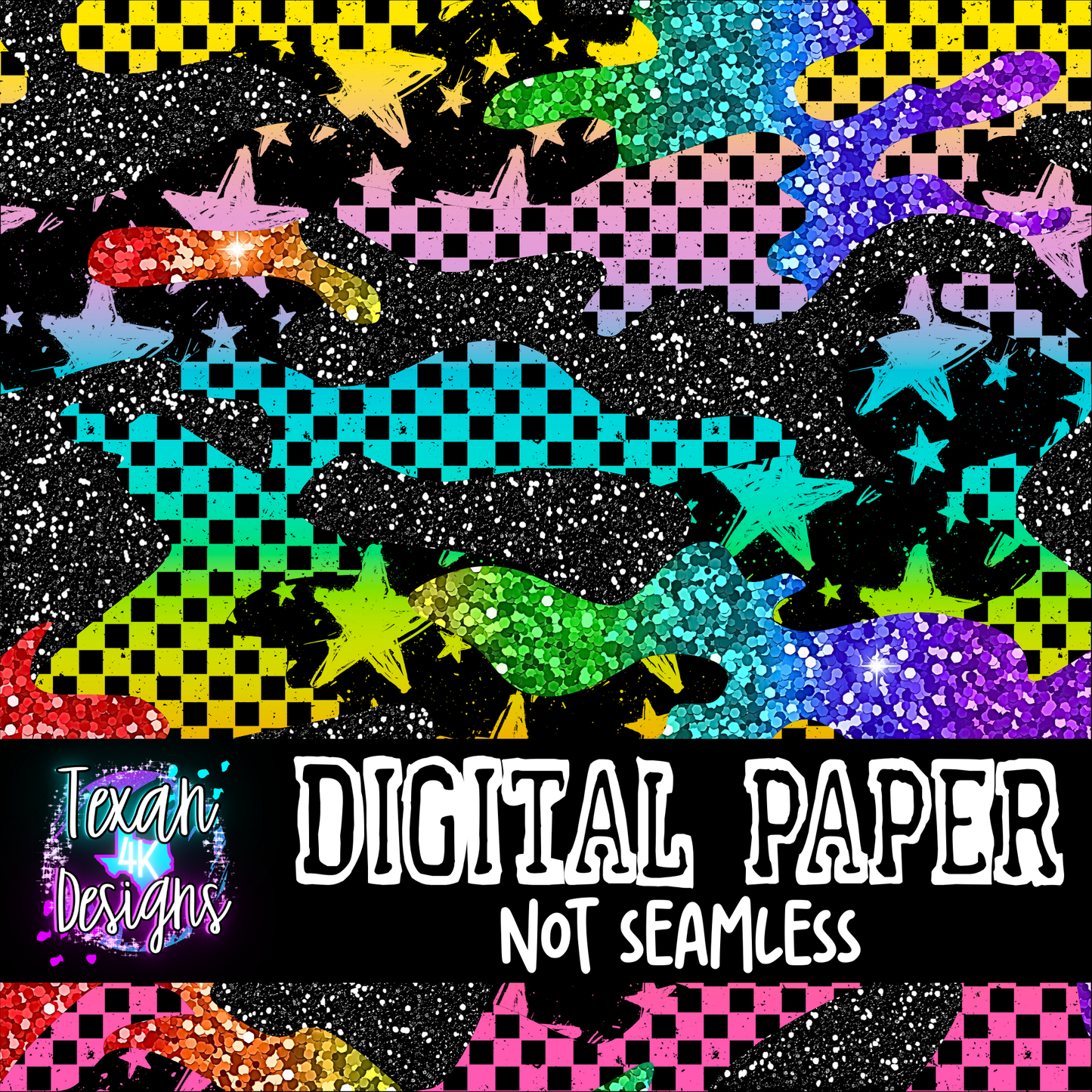 rainbow checkered star camo - DIGITAL PAPER