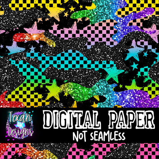 rainbow checkered star camo - DIGITAL PAPER