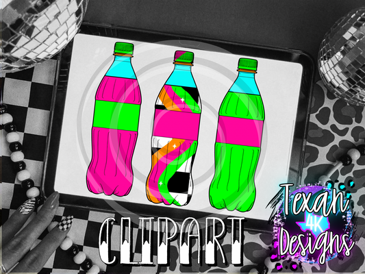 neon bottles - 3 clipart