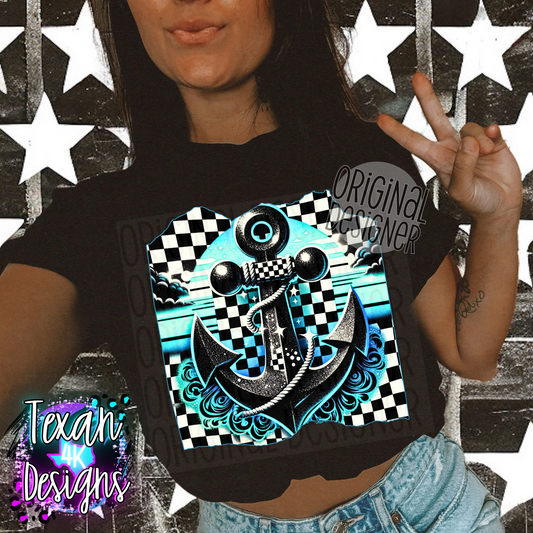 checkered anchor - 2 DIGITAL PNG