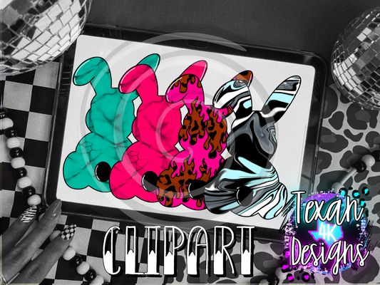 random bunny- 4 clipart