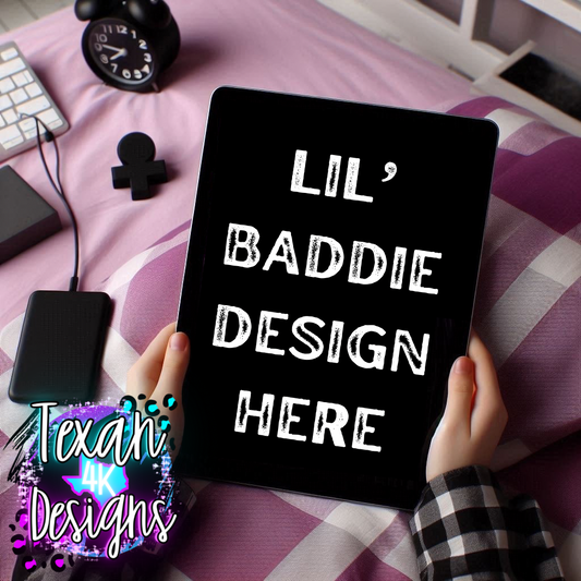 kid ipad mock , toddler, purple checkered, edgy, spooky, flatlay mock up