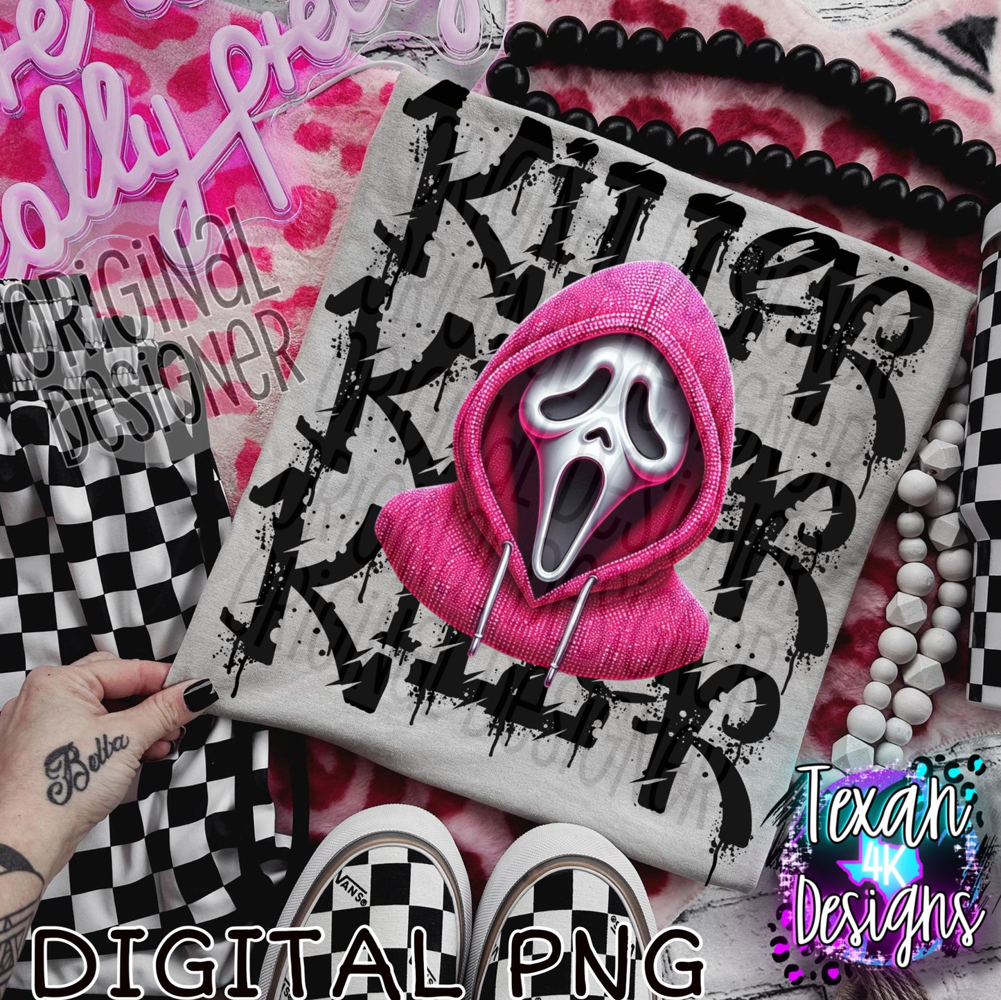 pink faux rhinestone killer - DIGITAL PNG