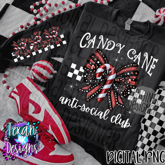 candy cane anti-social club w/ sleeve white - DIGITAL PNG