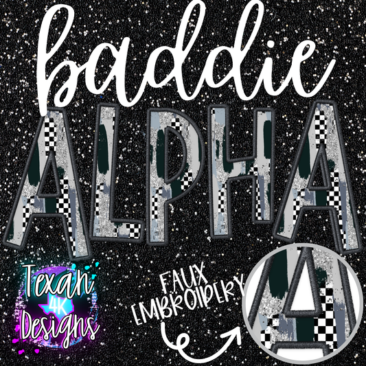 black checkered brush BADDIE alphabet google drive (please leave email)