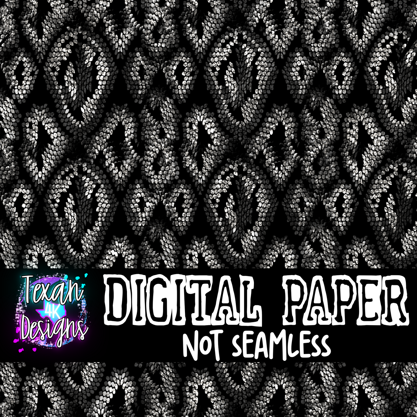 white glitter snake print  - DIGITAL PAPER